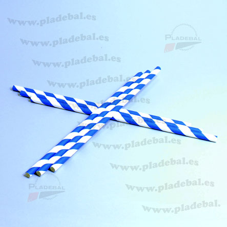 Cañitas de papel rayas azules 6×200, Ref. 120